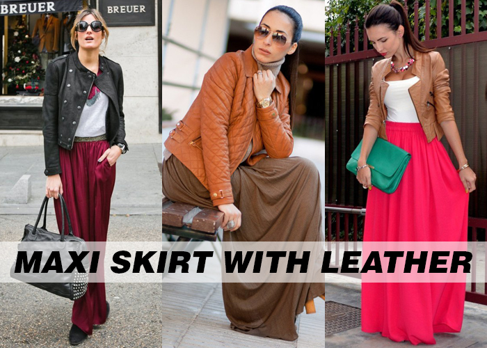 solid color maxi skirts for women with Fur Jacket 