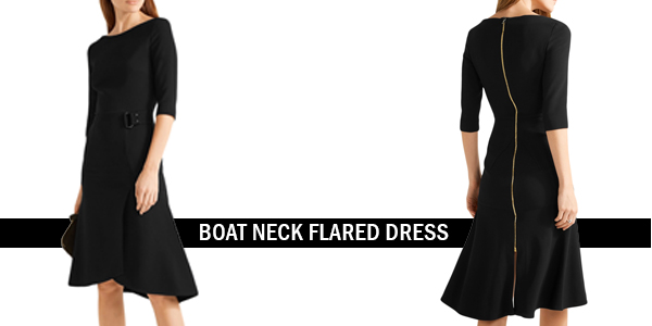 Boat Neck Flared Dress