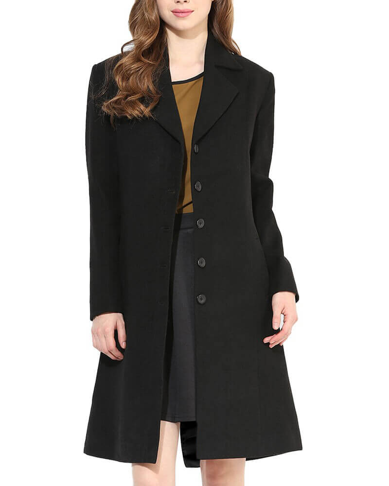 Black Solid Long Coat 2