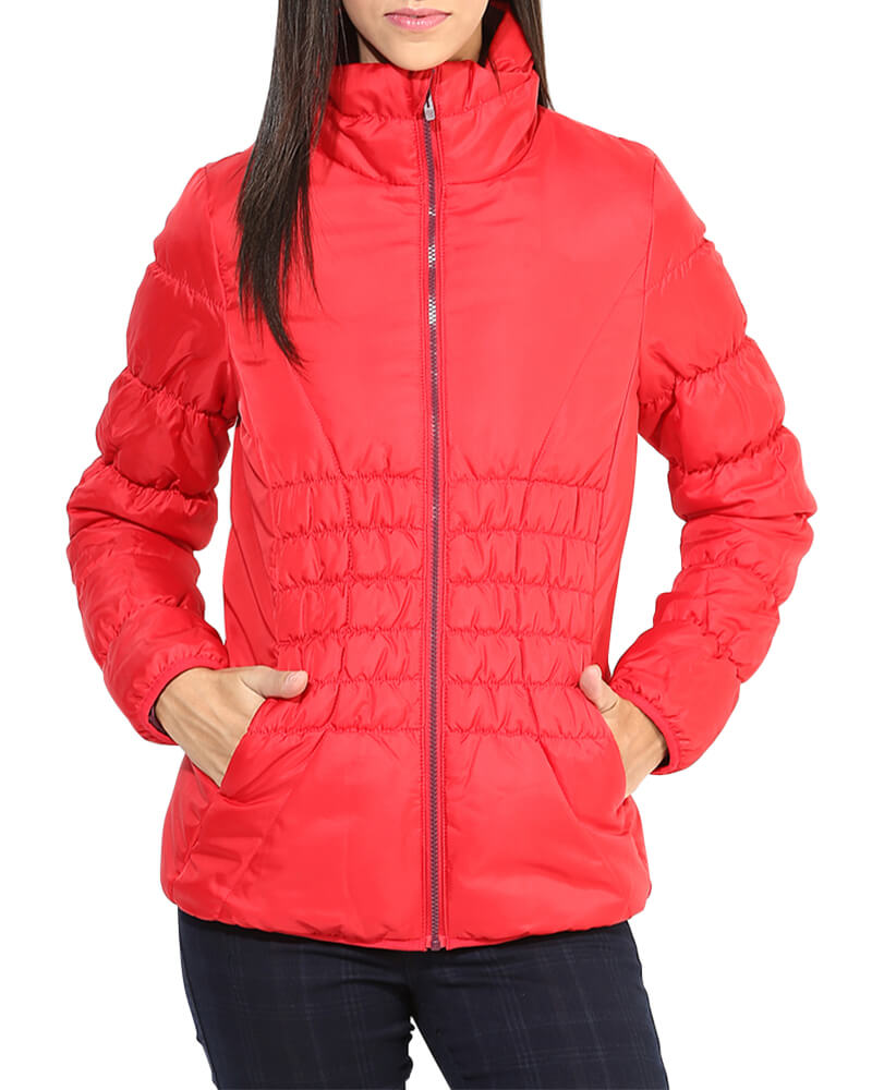 Red Solid Winter Jacket
