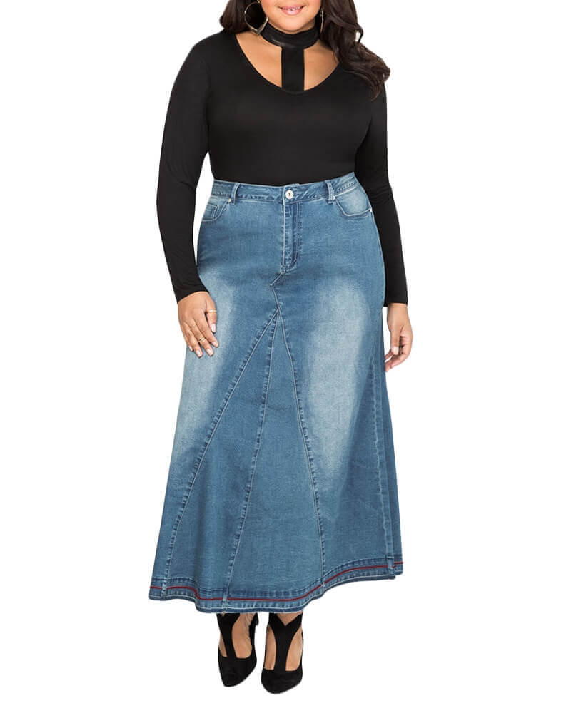 Reynolds blue denim maxi skirt | Lurap