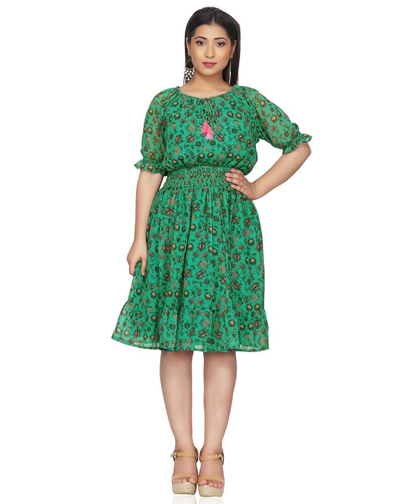 Shop Printed Green Floral Dress online, floral dress for women Lurap