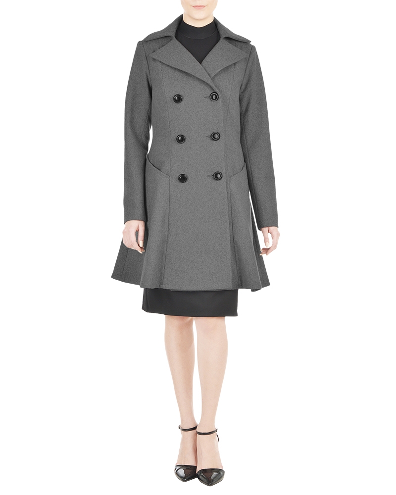 Flared Grey Womens Pea Coat