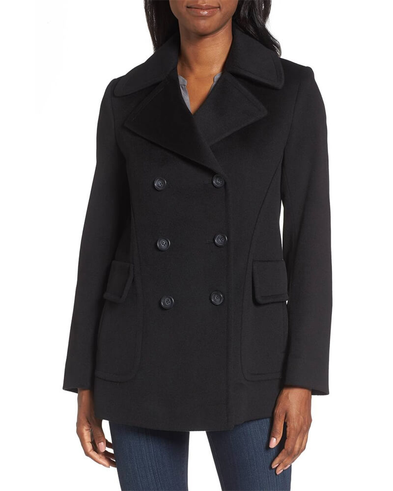 Modish Black Pea Coat for Women